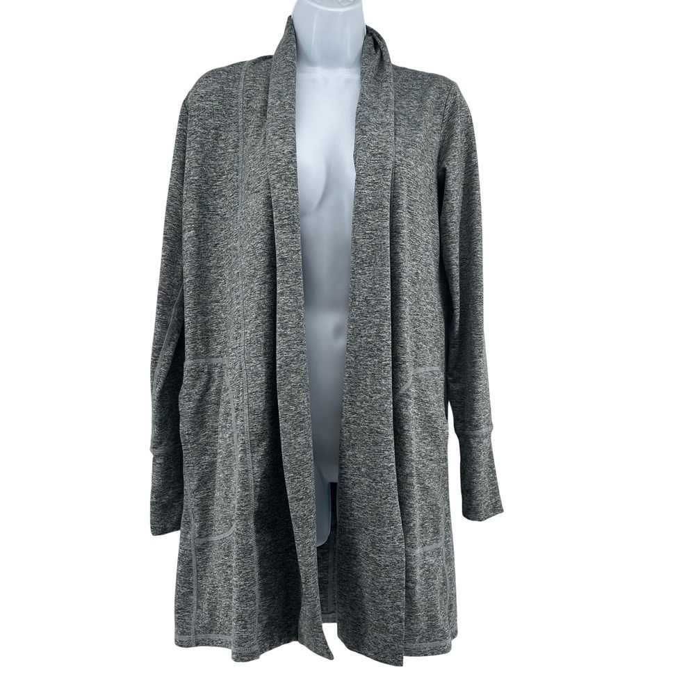 Eddie Bauer Open Front Longline Cardigan Women S Gray Athleisure Layering Tech